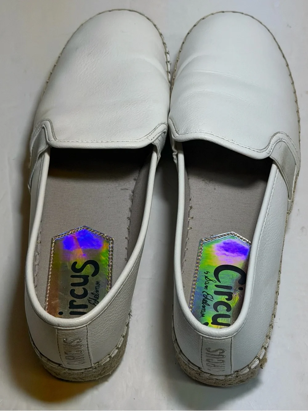Sam Edelman Cora White Leather Espadrille Slip-Ons Size 10